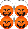 Beeveer 4 Pcs Plastic Pumpkin Buckets, Halloween Candy Baskets, Smile