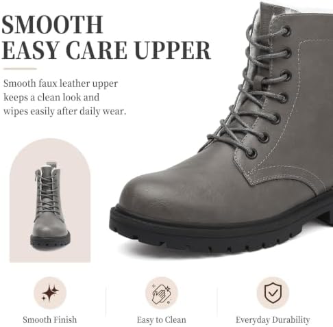 todaysunny Womens Combat Winter Boots Fur Lined Snow Boots Lace Up Side Zip