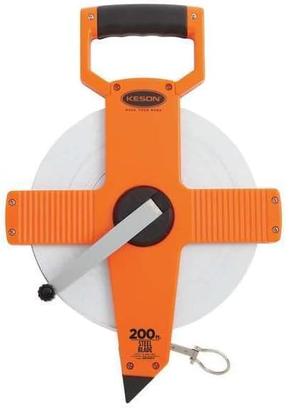Keson NR18200 Nylon Coated Steel Blade Measuring Tape with Zero Point at Tape End and Hook End (Graduations: ft., in. 1/8), 200-Foot