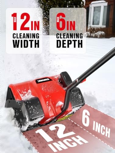 EWORK 20V 12-Inch Cordless Snow Shovel with 4.0Ah Battery and Fast Charger