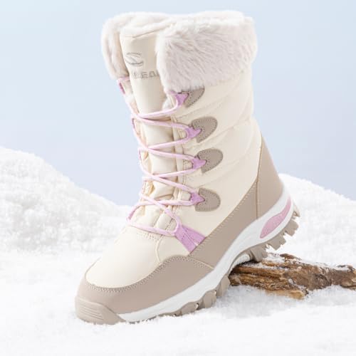 HOBIBEAR Women's Waterproof Winter Snow Boots Lightweight Warm Faux Fur Lined Mid-Calf Booties