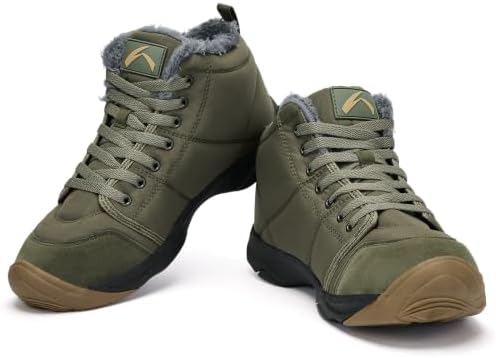 UPSOLO Mens Winter Trekking Snow Boots Water Resistant Shoes Anti-Slip Fully Fur Lined Casual Lightweight Hiking Boot