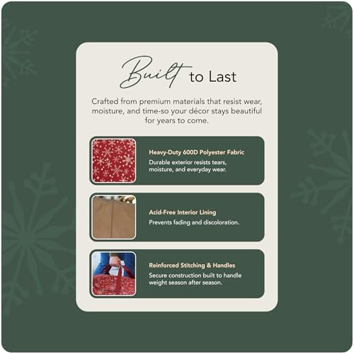 Covermates Standard Wreath Storage Bag with Pouch, 30" Diameter, Red Snow