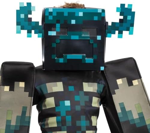Minecraft Warden Costume, Official Deluxe Minecraft Costume for Kids with Headpiece and Jumpsuit, Child Size (7-8)