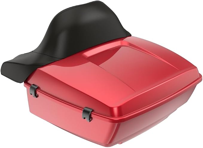Advanblack Road Glide Tour Trunk Pack Wicked Red King Tour Trunk Pack Luggage +Wrap-Around Backrest Pad for '97-'25 Harley Touring Road King Street Glide Electra Glide CVO models