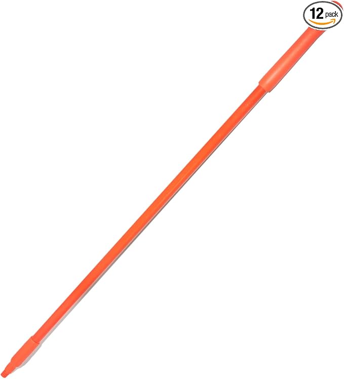 SPARTA Fiberglass Broomstick Replacement Broom Handle with Acme Threaded Tip for Industrial Cleaning Tools, Fiberglass, 60 Inches, Orange, (Pack of 12)