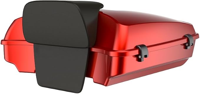 Advanblack 2024 Road Glide Razor Tour Trunk Pack Compatible with Road King FLHR Street Glide FLHX Road Electra Glide 2014-2025 Mounting Rack, Backrest & Stitching Liners (Whiskey Fire)
