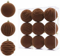 9Pcs Brown Velvet Christmas Ornaments 3.94In Balls for Christmas Tree Deco