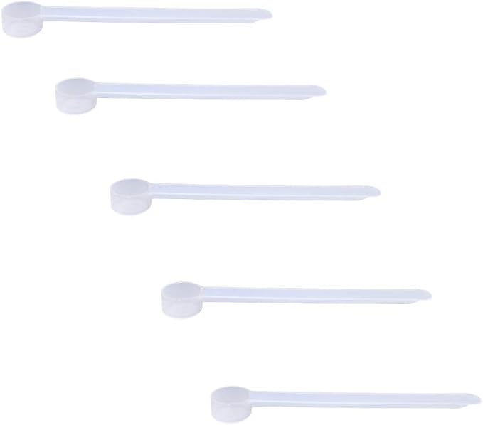 1.25cc Long Handle Measuring Scoop (1/4 Teaspoon / 1.25mL) - Heavy-Duty Plastic Spoon for Powders, Pre-Workout, Supplements, and Spices, 5-Pack
