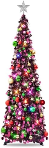 N&T NIETING Pop Up Christmas Tree with Lights & Ornaments, 5FT, Purple