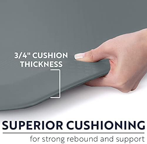 KANGAROO Anti Fatigue Mats for Kitchen Floor, 70x24 Runner, 3/4 Inch Cushioned Ergonomic Mat, Reduce Foot Pressure, Waterproof Comfort Rug for Under Sinks, Office Standing Desk, Store Floors, Silver
