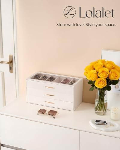 Lolalet Sunglasses Organizer Case for Women, Eyeglass Storage Holder