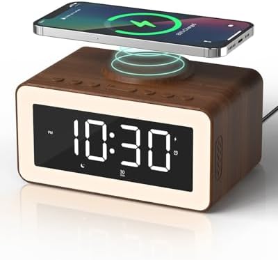 Alarm Clock for Bedroom, Wireless Charging, Bluetooth Speaker Sound Machine