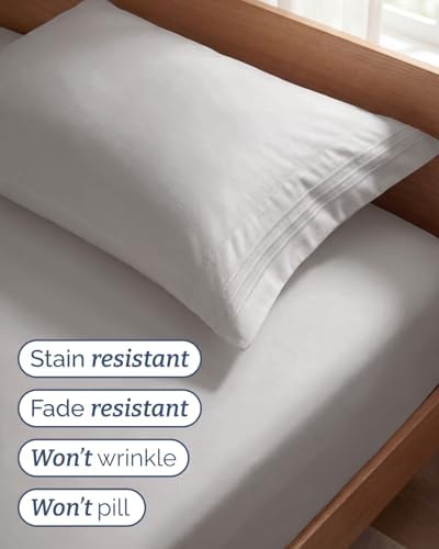 Twin Size 3 Piece Sheet Set - Breathable & Cooling Sheets - Light Grey