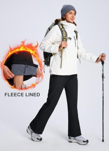 Libin Women's Fleece Lined Pants Hiking Snow Ski Water Resistant Flared Leg