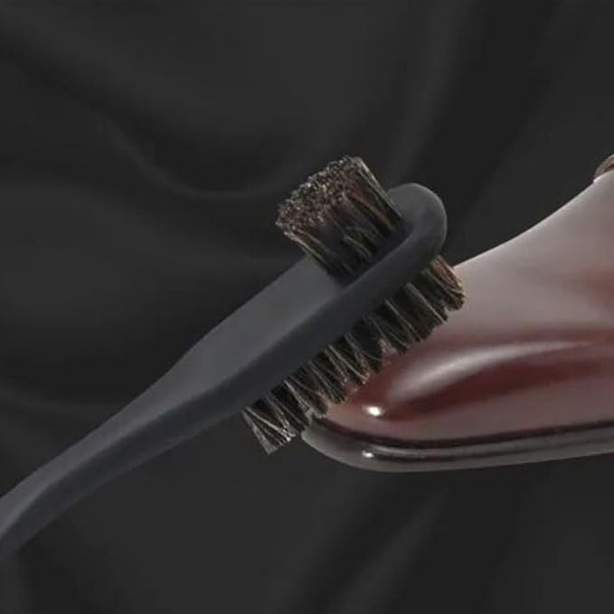 Three Sided Rubber Bands Used to Apply Shoe Polish Black Wood Pigskin Bristle Brush