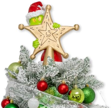 10 inch Resin Christmas Tree Topper，Hand-Painted Xmas Decoration
