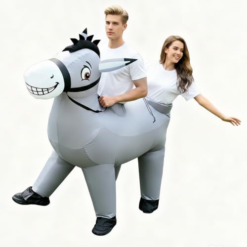 2 Person Donkey Inflatable Costume for Adults Halloween Ride On Outfit