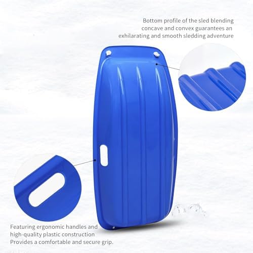 35 Inch All-Season Snow Sled, 2-Person Heavy Duty Plastic Toboggan with Pull Rope, 2 Handles,Reinforced Structure, Wider and Thicker Design with High Weight Capacity