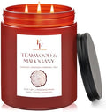 Teakwood & Mahogany Large Christmas Scented Candle, 3-Wick 22oz Long Lasting Scented Candle, Natural Soy Wax Aromatherapy Candle for Home, Holiday Candle Gifts for Women Men