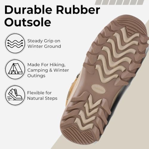 Mishansha Men's Waterproof Snow Boots, Insulated Winter Hiking Boots