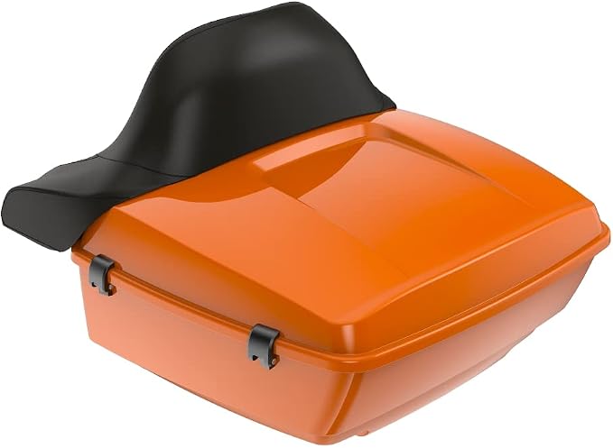 Advanblack Road Glide Tour Trunk Pack Baja Orange King Tour Trunk Pack Luggage +Wrap-Around Backrest Pad for '97-'25 Harley Touring Road King Street Glide Electra Glide CVO models