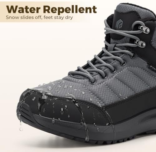FitVille Men's Winter Boots Extra Wide, Water Resistant with Side Zipper, Non-Slip Warm Insulated Snow Outdoor Boots, Easy On/Off Comfortable