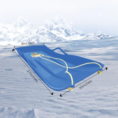 SnoGoBoggan 26" Lifetime Sit-on-Top Snow Sled: Durable High-Density Plastic - Ideal for Kids, Teens, and Adults - 1 Person Sled with Footholds, Handles, and Pull Rope