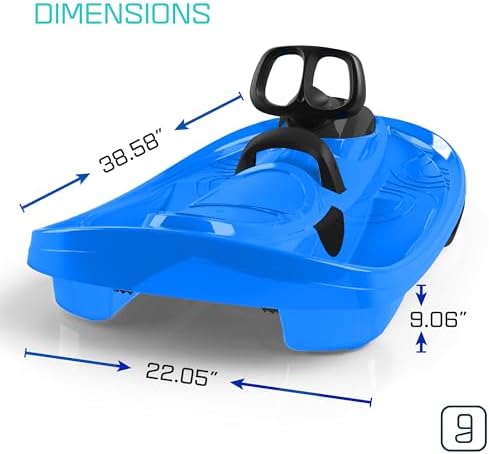 Snow Sled for Kids, Adults - Toboggan Sled, Easy Turning Steering Wheel, Anti-Slip Seat, Pull Up Brake, Durable Plastic Sled, Lightweight, Snow Sleds, Age 3+ 260 lbs