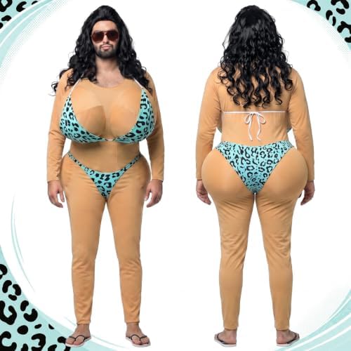 Unittype Mankini Halloween Costume for Men, Padded Bikini Babe Gag Jumpsuit
