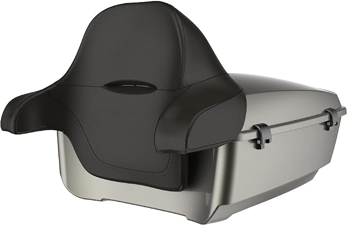 Advanblack Road Glide Tour Trunk Pack Industrial Gray King Tour Trunk Pack Luggage +Wrap-Around Backrest Pad for '97-'25 Harley Touring Road King Street Glide Electra Glide CVO Models