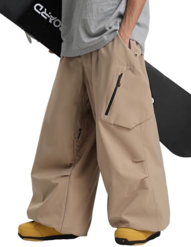 GSOU SNOW Mens Womens Ski Snow Pants Baggy Snowboard Pants Waterproof