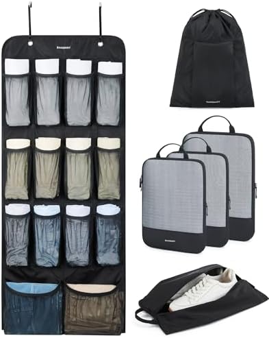 BAGSMART Hanging Compression Packing Cubes 6 Set Cruise Travel Essentials