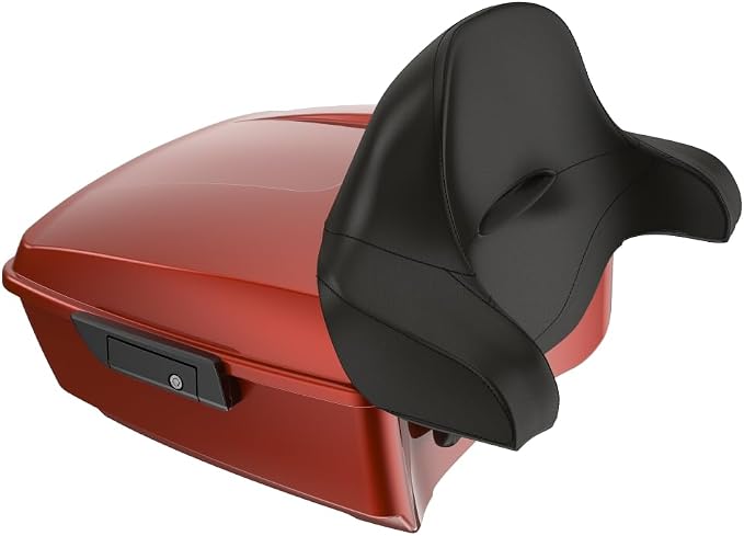 Advanblack Road Glide Tour Trunk Pack Red Rock King Tour Trunk Pack Luggage +Wrap-Around Backrest Pad for '97-'25 Harley Touring Road King Street Glide Electra Glide CVO models