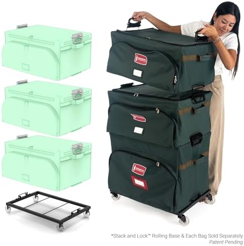 TreeKeeper (Green Christmas Ornament Storage Box with Dividers) - Deluxe Ornament Keeper - Holds 72 Ornaments up to 4 Inches in Diameter | 3 Removable Trays with Separators | Acid-Free Fabric Lining