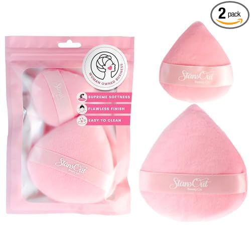 StansOut Beauty Velvet Makeup Puff Set (2-Pack) - Luxuriously Soft Powder Puffs for Seamless Face Makeup Application - Premium Quality - Perfect for Flawless On-the-Go Touch-Ups