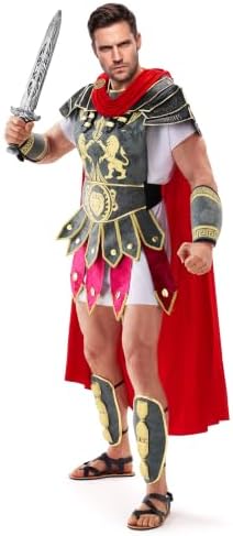 Spooktacular Creations Brave Men’s Roman Gladiator Costume Set for Halloween Audacious Dress Up Party