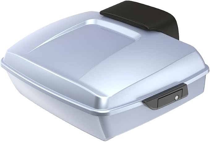 Advanblack Road Glide Tour Trunk Pack Atlas Silver Metallic Chopped Tour Trunk Pack Backrest Pad for '97-'25 Harley Touring Road King Street Glide Electra Glide CVO models