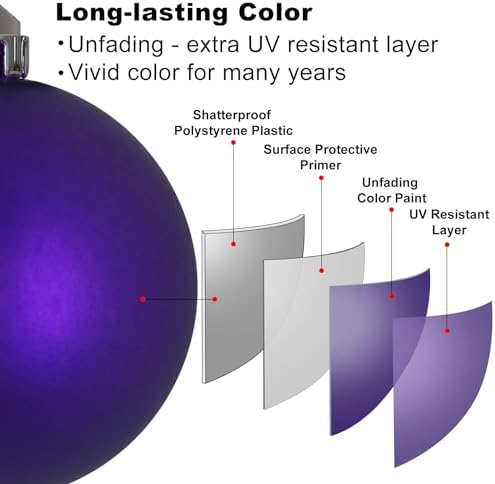 Purple & Silver 3.2" Large Christmas Balls - Christmas Tree Decoration Ornaments Shatterproof Hanging Balls for Birthday Halloween Holiday Wedding Decorations Set of 24pcs