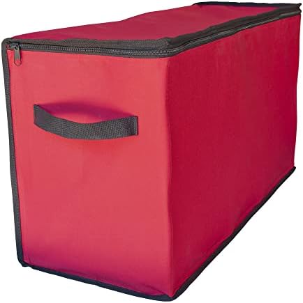 96ct Red and Black Zip Up Christmas Ornament Storage Tub