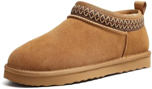 Litfun Genuine Suede Mini Boots for Women Faux Fur Lined Winter Ankle Boots