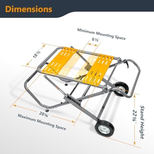 POWERTEC Table Saw Stand with Wheels, Portable Stand w/ 330Lbs Load Capacity, Foldable Design for Easy Storage in Garage, Compatible with Dewalt Table Saw (MT4009)