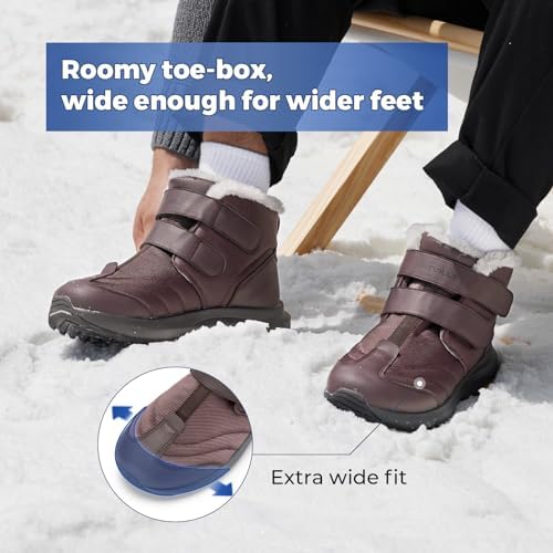 FitVille Mens Extra Wide Snow Boots Outdoor Mens Winter Wide Boots, Lightweight Wide Width Mens Winter Boots Waterproof Insulated V3