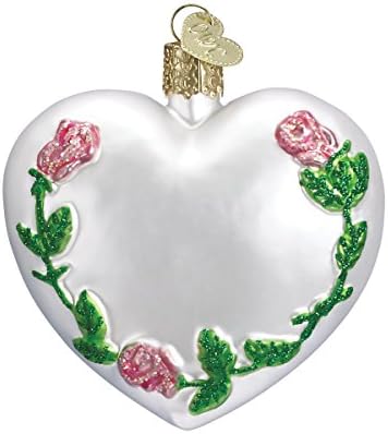 Old World Christmas Wedding Heart Glass Blown Ornament for Christmas Tree, Handcrafted Holiday Decoration, Wedding Collection