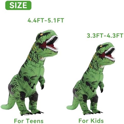 Servllcell Inflatable Dinosaur Costume for Kids/Teens,Halloween Costumes T Rex Blow Up Costumes for Boys Girls,Cosplay