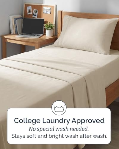 Twin XL Size 3 Piece Sheet Set - Comfy Breathable & Cooling Sheets - Wheat