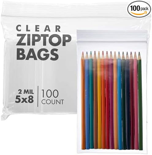 Zip Bags Clear Plastic With Zipper Seal - By DiRose | Resealable, Strong, Thick, Sturdy | For Organizing, Travel, Shipping, Packaging, and Storage | 5x8 | 100 Pack