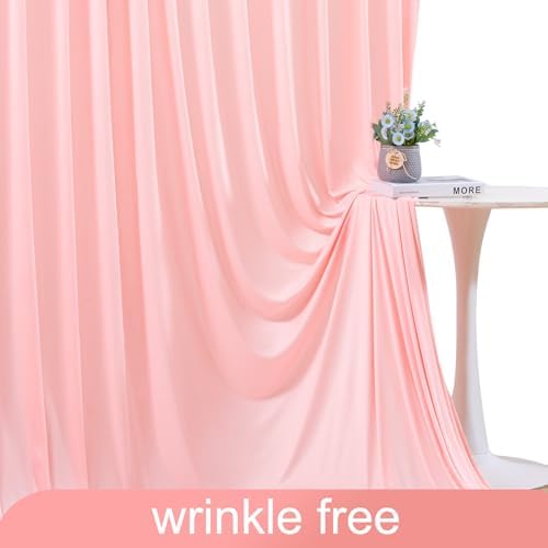 10x10 Blush Pink Backdrop Curtain for Parties Baby Shower Wrinkle Free Pink Photo Curtains Backdrop Drapes Fabric Decoration for Wedding Birthday Party 5ft x 10ft,2 Panels