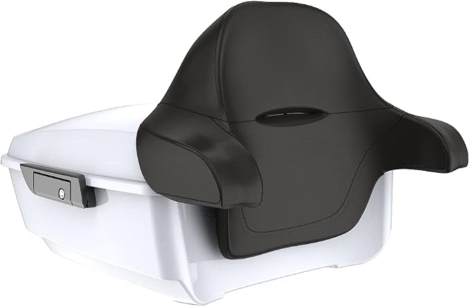 Advanblack Road Glide Tour Trunk Pack Crushed Ice Pearl King Tour Trunk Pack Luggage +Wrap-Around Backrest Pad for '97-'25 Harley Touring Road King Street Glide Electra Glide CVO models