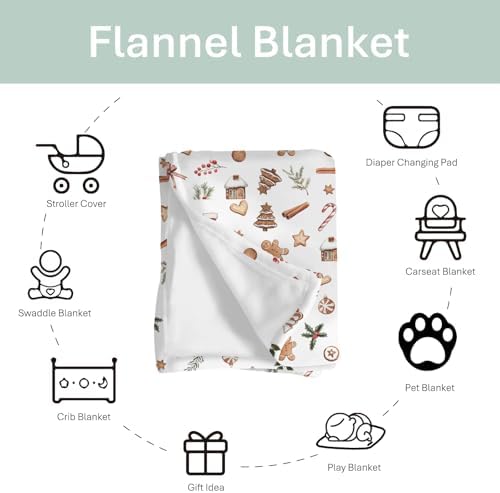 Vintage Christmas Baby Blankets for Boy Girl Sweet Candy Trees Stockings House Fir Leaves Soft Flannel Nursery Bed Blankets for Infant Toddler Crib Winter Holiday Festive Swaddle Blanket 40x50inch